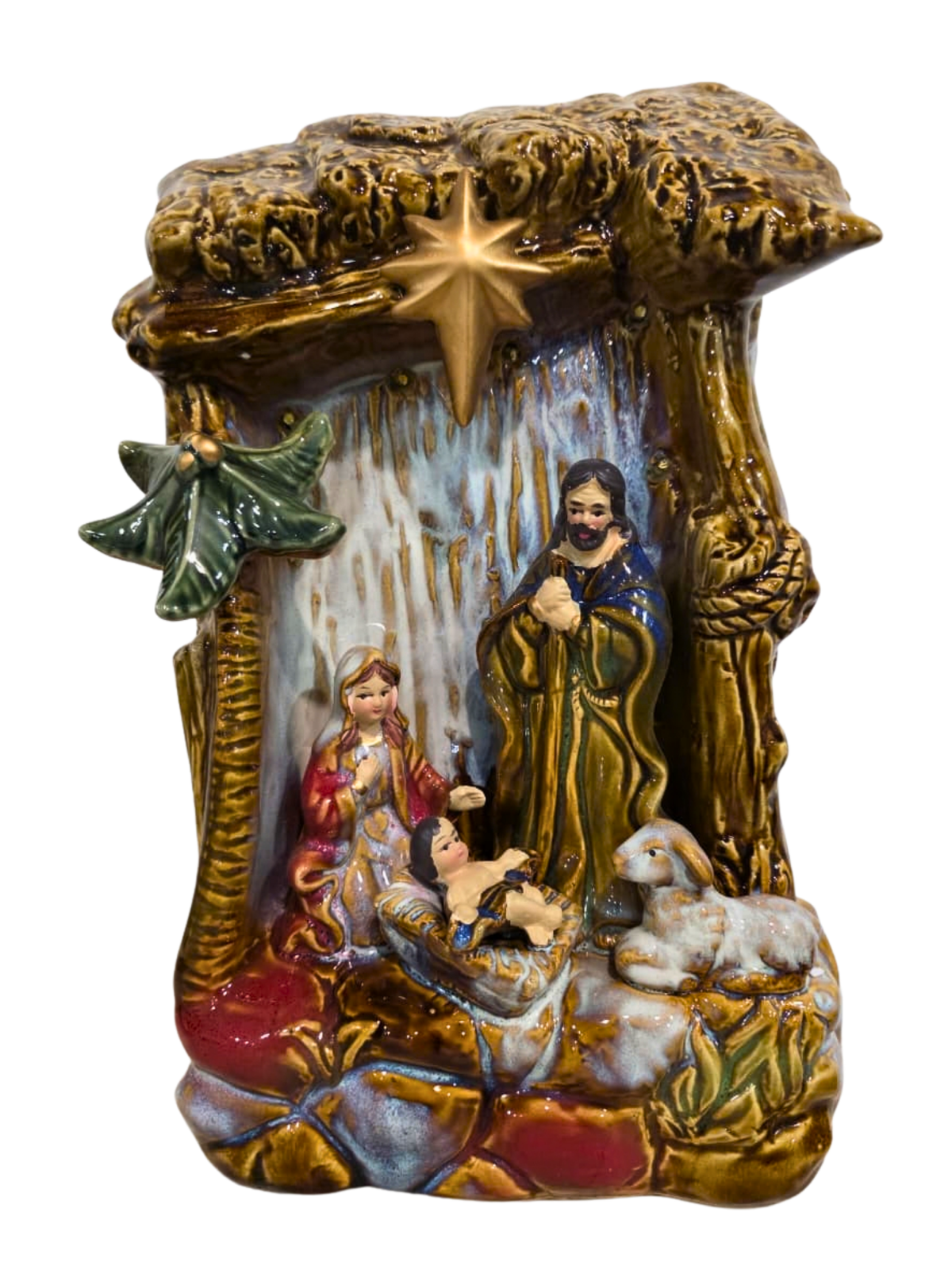 Imagem da Sagrada Família em Porcelana com Led 32 cm