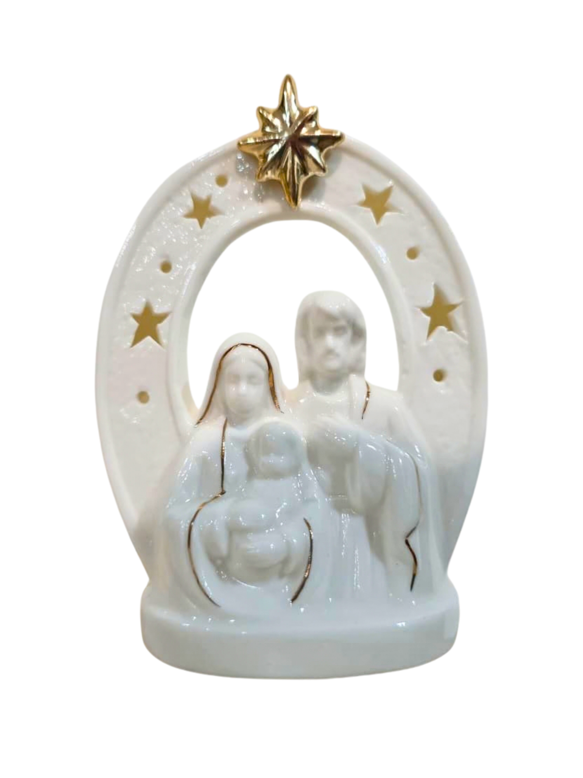 Imagem da Sagrada Família em Porcelana com Led 9,2 x 13 cm