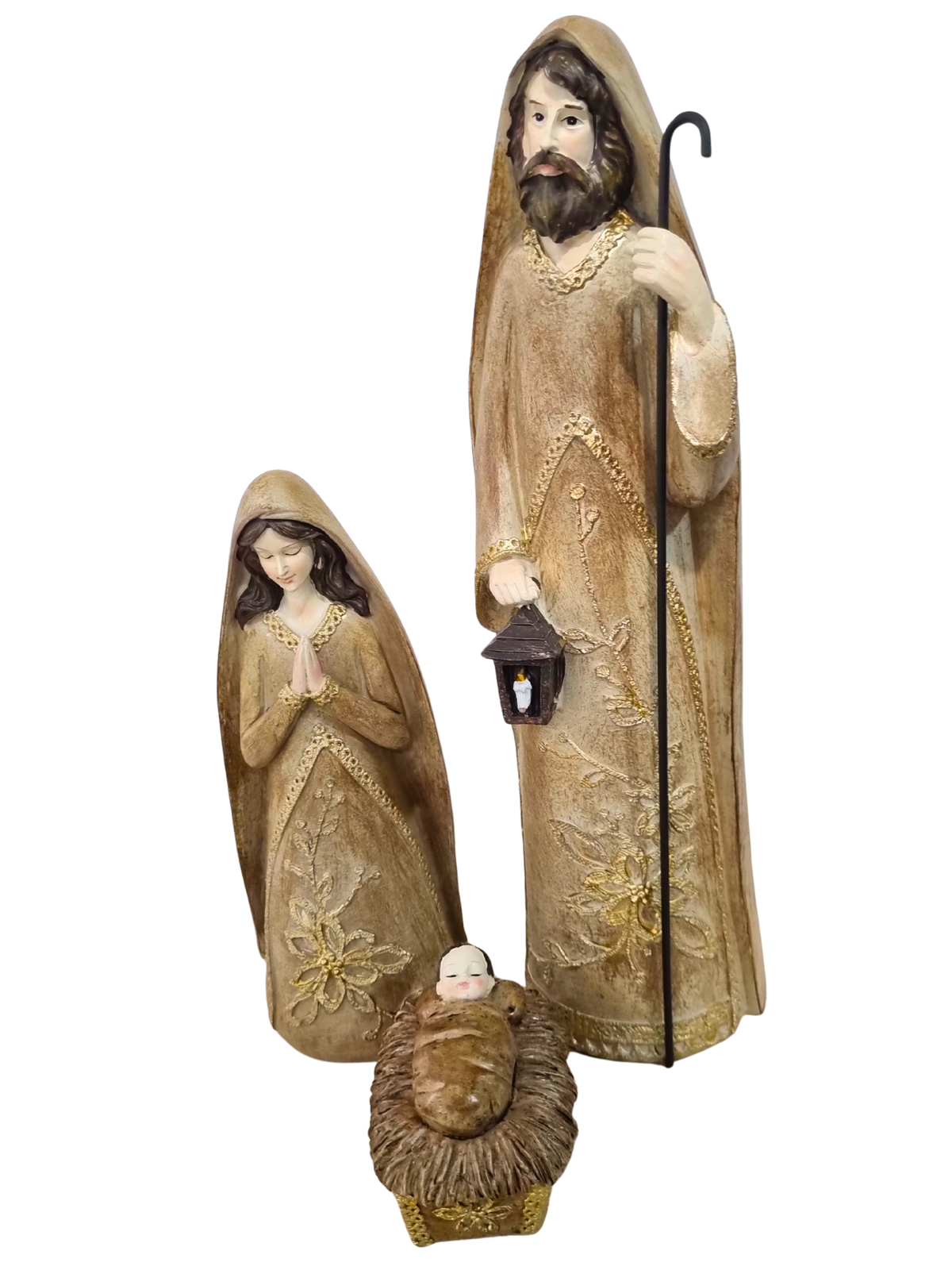 Imagem da Sagrada Família em Resina 3 peças 34 cm