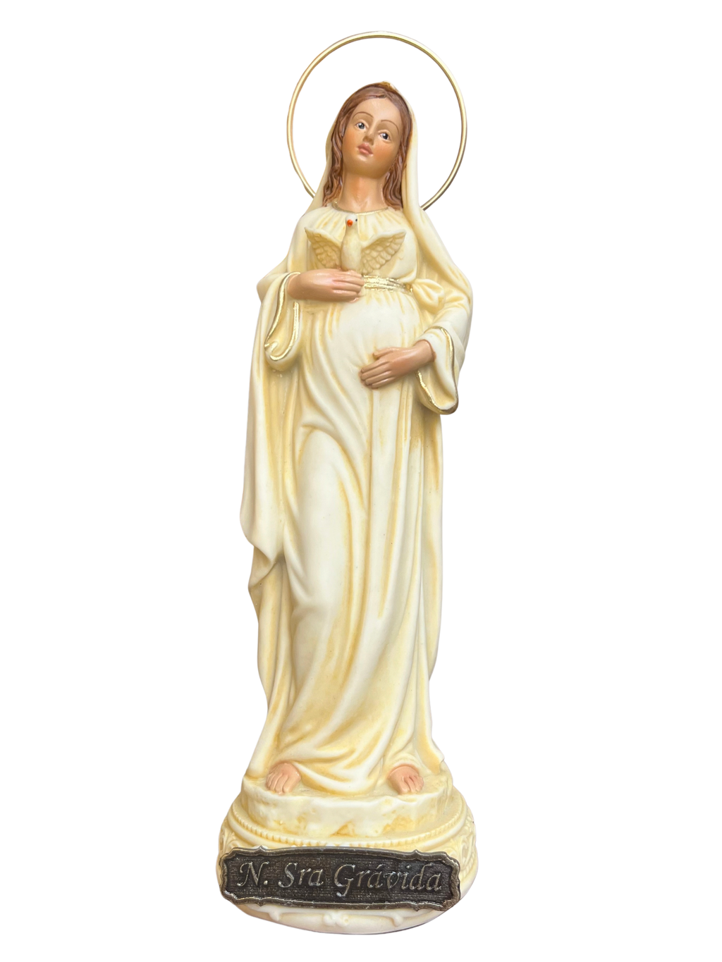 Imagem de Nossa Senhora Grávida em Pó de Mármore Marfim 20 cm