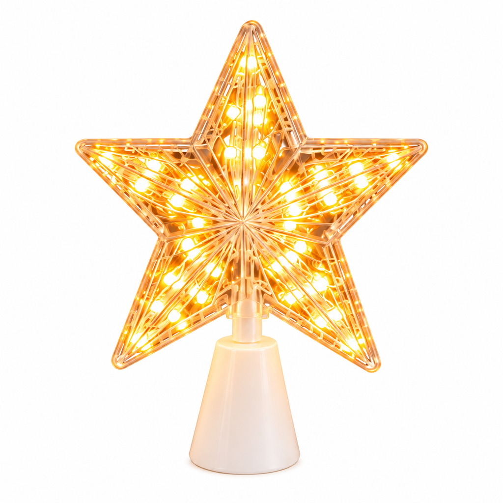 Estrela iluminada de brinde para o topo da árvore