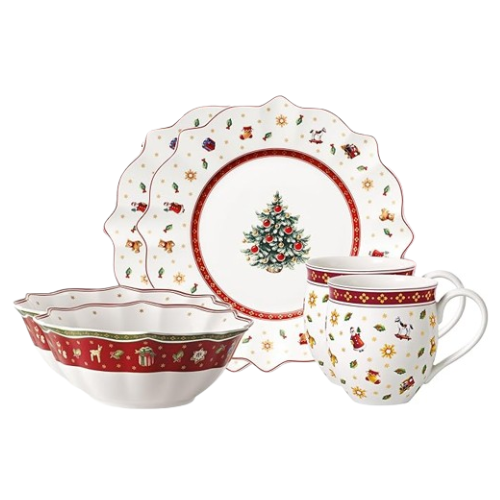 Aparelho de Jantar Natalino Vermelho - 6 Peças