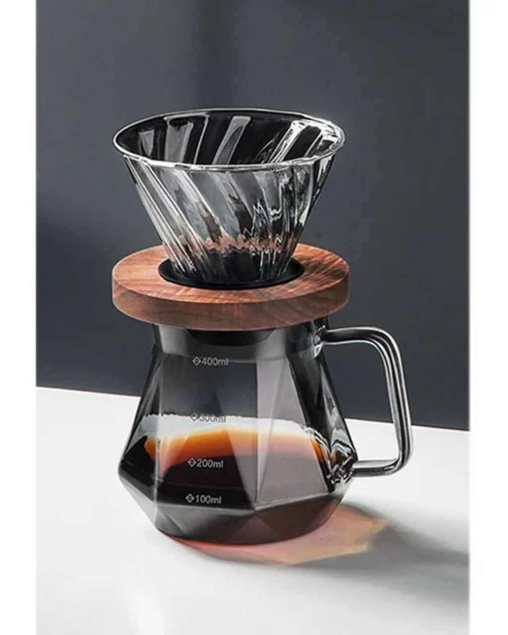 Jarra de Café de Vidro Transparente com Filtro Reutilizável Design Diamante