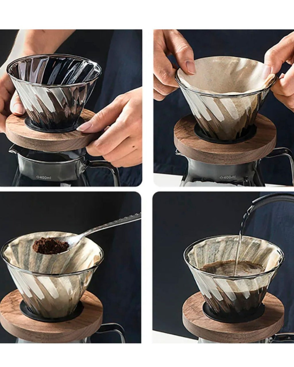 Jarra de Café de Vidro Transparente com Filtro Reutilizável Design Diamante