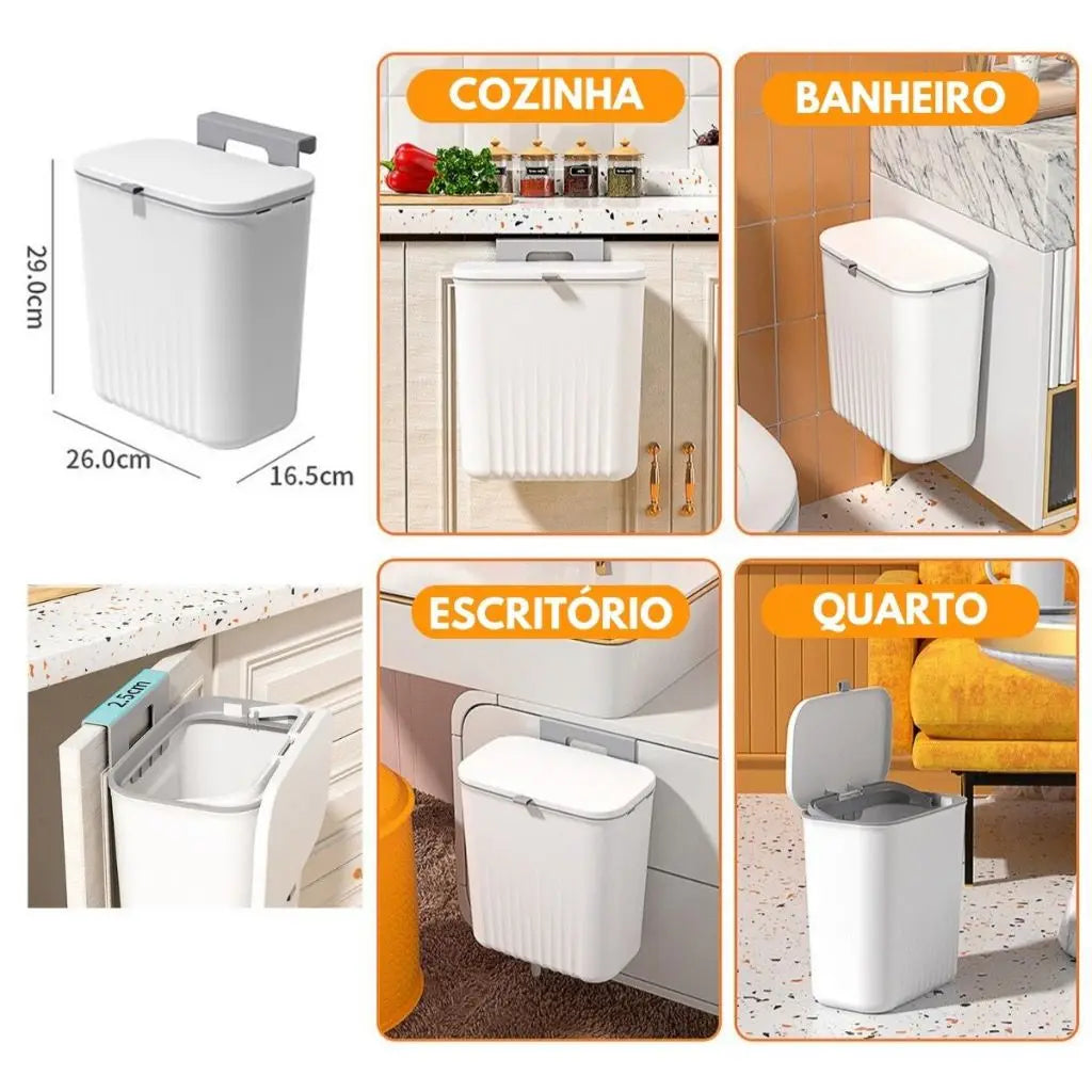Lixeira de Cozinha para Porta de Armário 9 Litros