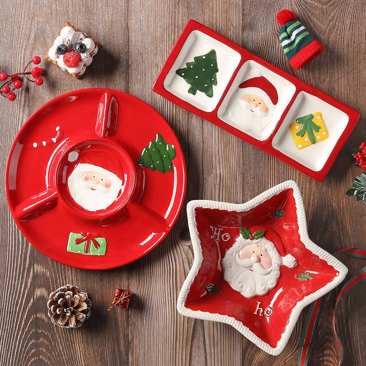 Louça de Cerâmica Natalina com Papai Noel em Relevo