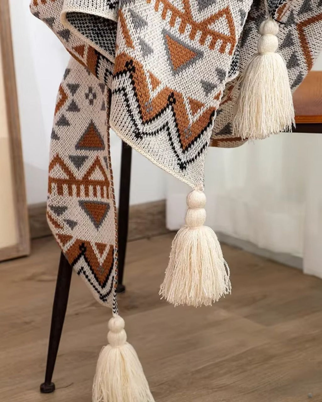 Manta de Tricô Grossa Boho Navajo Macia e Aconchegante