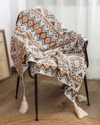 Manta de Tricô Grossa Boho Navajo Macia e Aconchegante