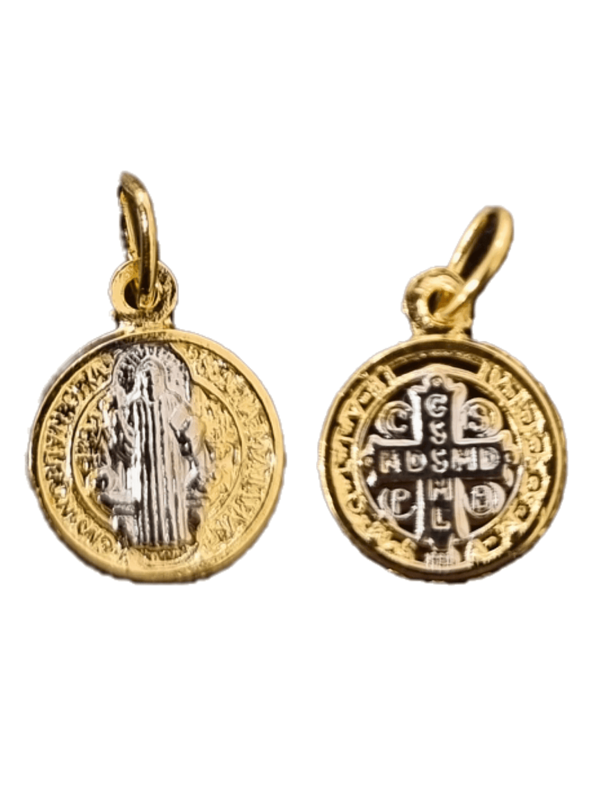 Medalha de São Bento Mini em Prata de Lei 925 com Banho de Ouro
