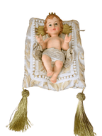 Menino Jesus de Resina Santini Italy Style com Almofada Branca e Dourada 18 cm