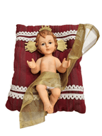 Menino Jesus de Resina Santini Italy Style com Almofada Branca e Dourada 25 cm