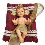 Menino Jesus de Resina Santini Italy Style com Almofada Branca e Dourada 25 cm