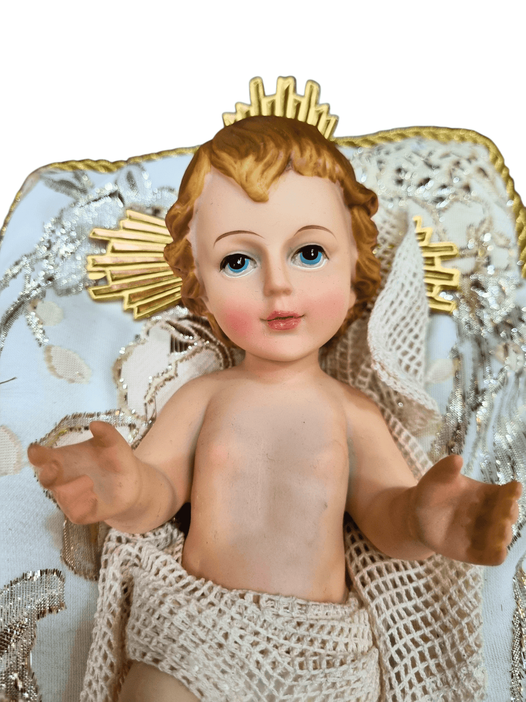 Menino Jesus de Resina Santini Italy Style com Almofada Vermelha 25 cm