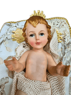Menino Jesus de Resina Santini Italy Style com Almofada Vermelha 25 cm