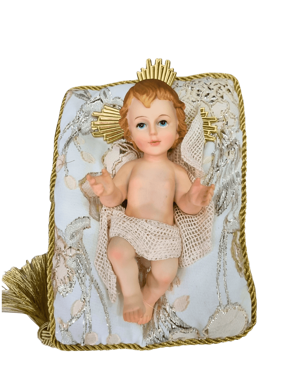 Menino Jesus de Resina Santini Italy Style com Almofada Vermelha 25 cm