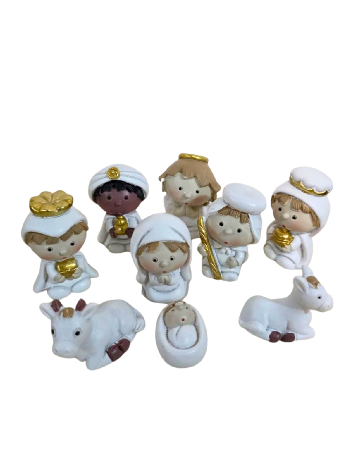 Mini Presépio em Resina 9 peças 3 x 2 cm , 5 x 4 cm