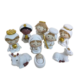 Mini Presépio em Resina 9 peças 3 x 2 cm , 5 x 4 cm