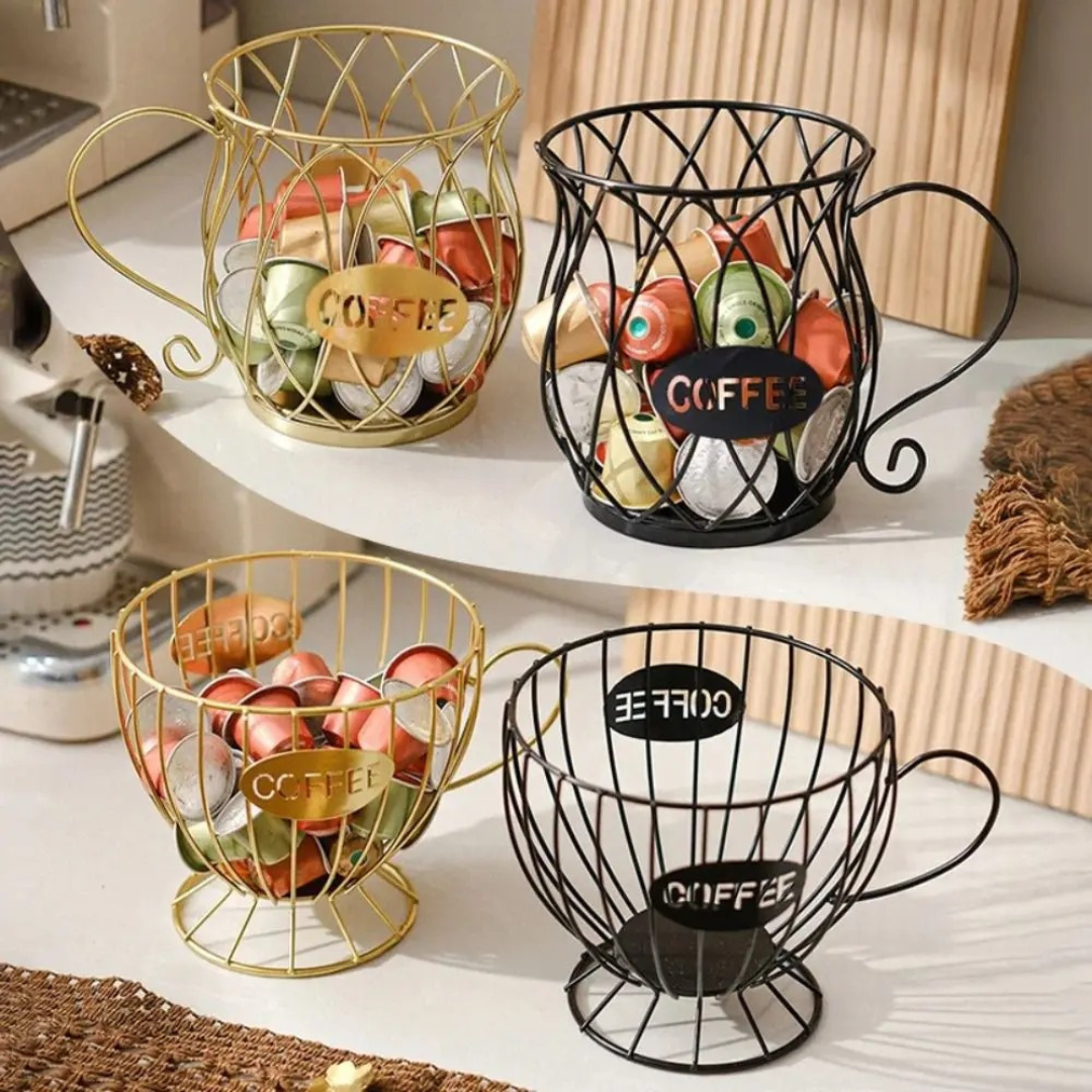 Porta-Cápsulas de Café em Ferro Elegante e Durável