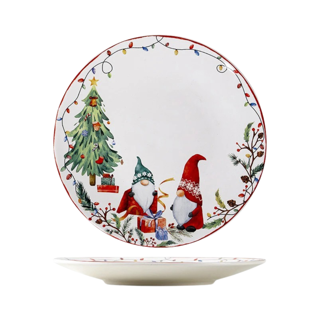 Prato de Jantar de Cerâmica com Tema de Natal