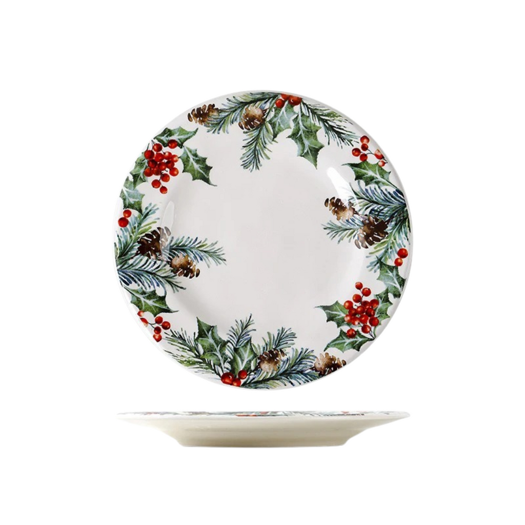Prato de Jantar de Cerâmica com Tema de Natal