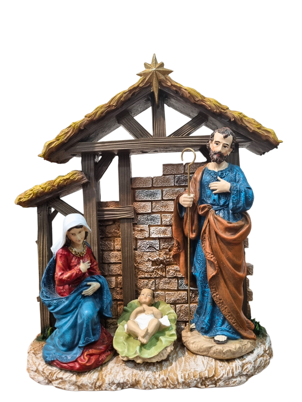Presépio em Resina com Casinha Colorido 11 peças 20 cm