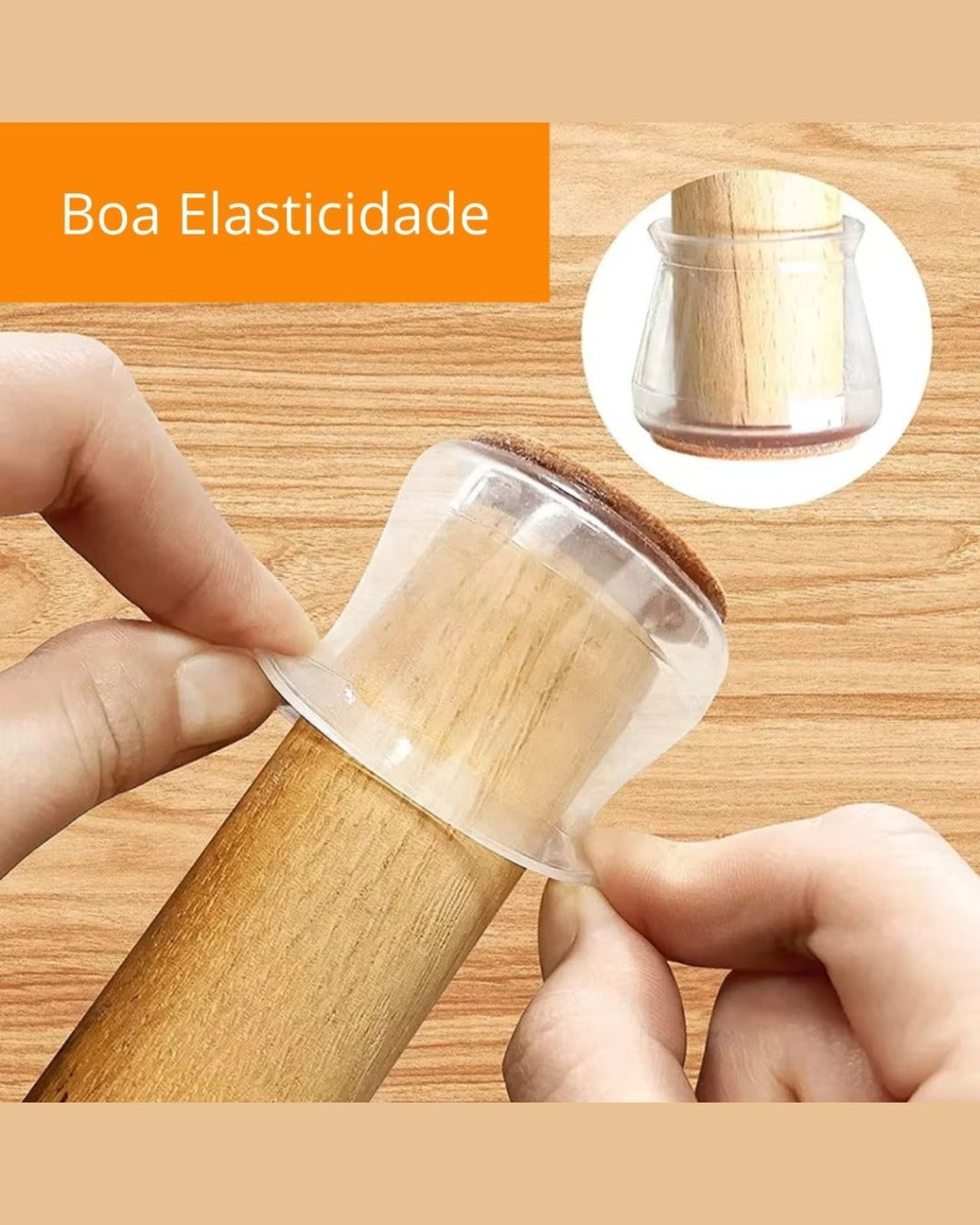 Protetores de Silicone para Pés de Cadeira com Feltro 360º  Kit 4 ou 24 Peças