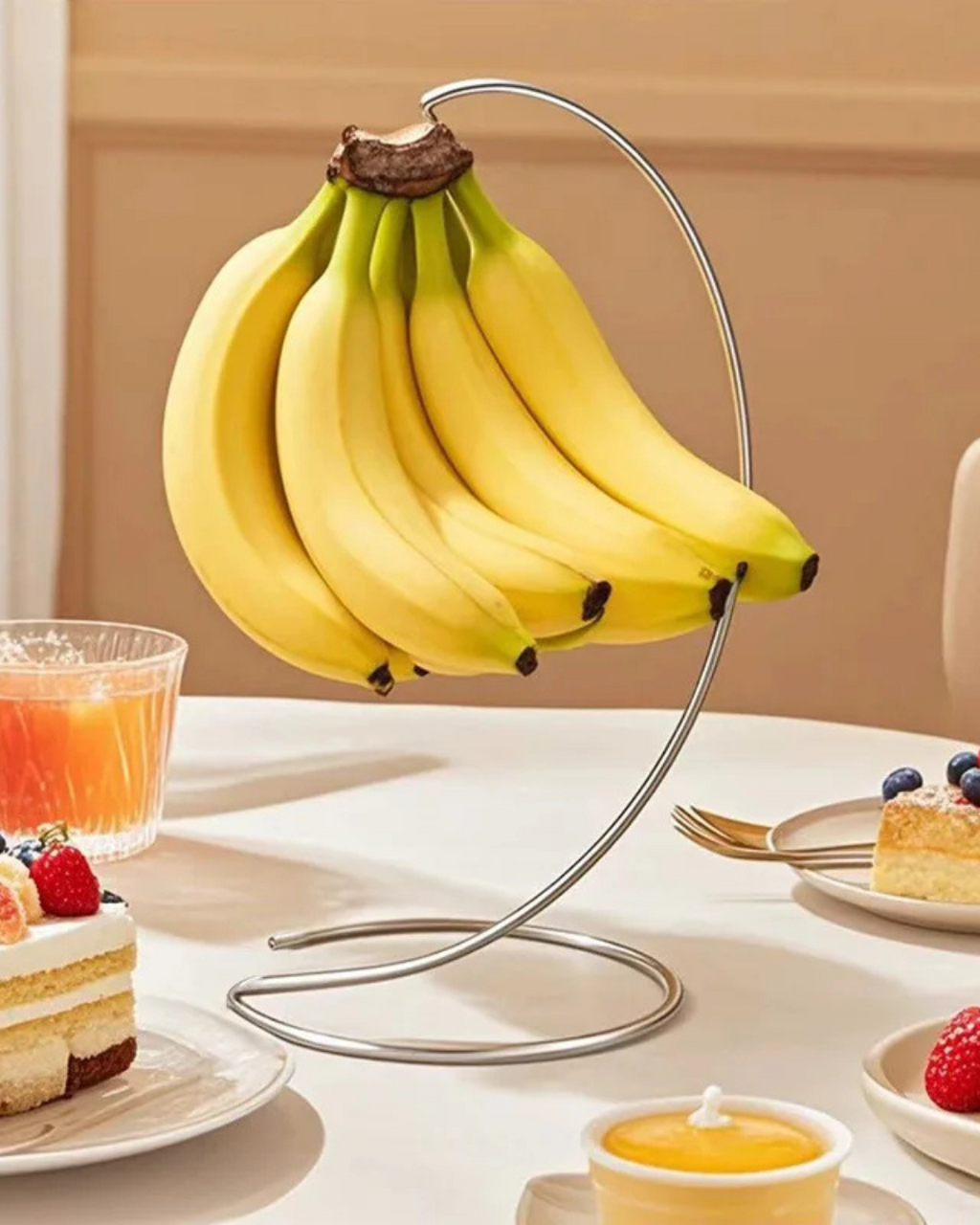Rack de Banana com Ganchos em Bambu ou Ferro Suporte de Frutas Frescas