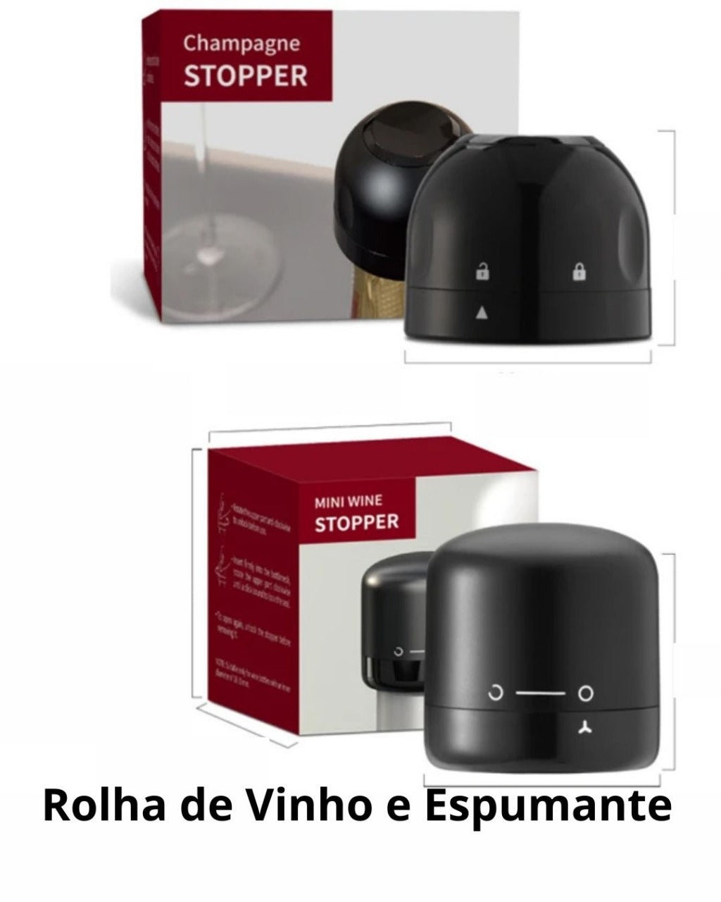 Rolha de Vinho e Espumante a Vácuo com Trava Giratória