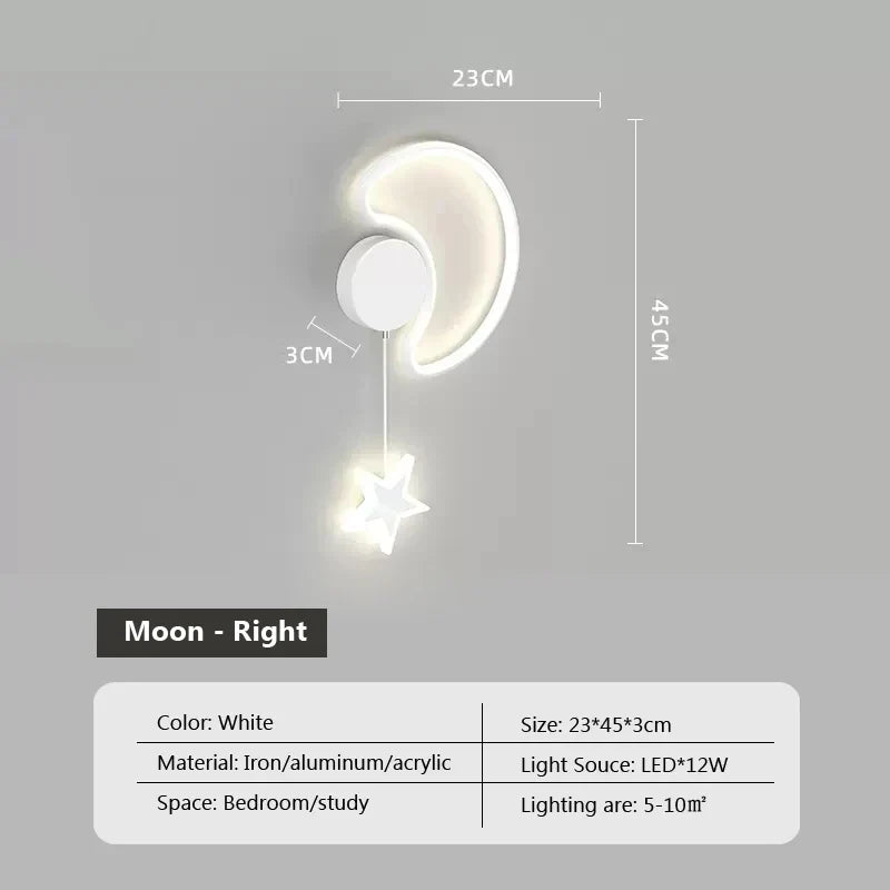Luminária Infantil de Parede LED Cloud Star Moon