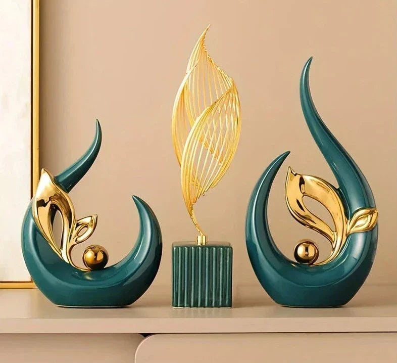 Escultura decorativa de Cerâmica Premuim - Coleção Folhas Serenas