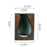 vaso decorativo hidroponico de vidro e madeira