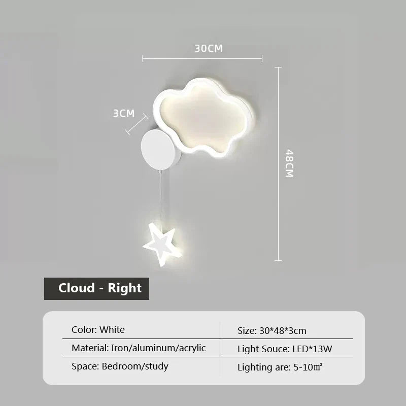 Luminária Infantil de Parede LED Cloud Star Moon