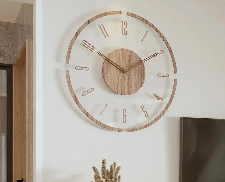 Relógio de Parede Decorativo Moderno de Madeira - WoodCraft Elite