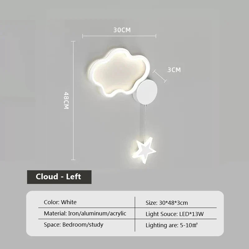 Luminária Infantil de Parede LED Cloud Star Moon