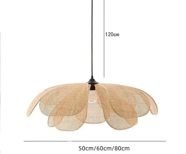 Luminária Pendente Estilo Japonês - Petal Willow Rattan