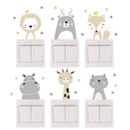 Adesivos decorativos infantis para interruptor e tomadas - Animais Fofinhos - Kit com 6