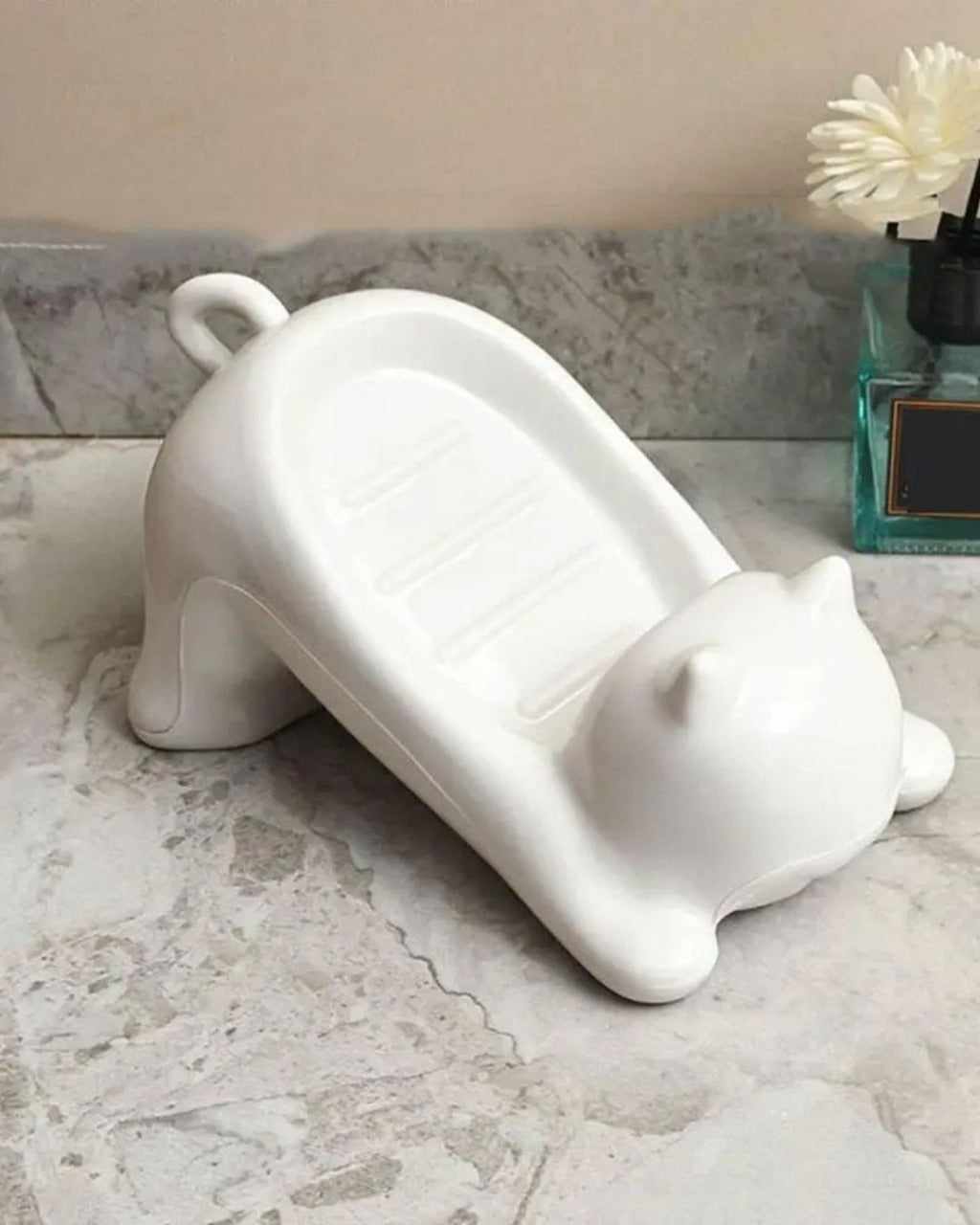 Saboneteira Gato com Dreno Criativo para Banheiro