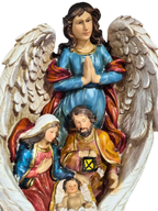 Sagrada Família com Anjo em Resina 28 cm