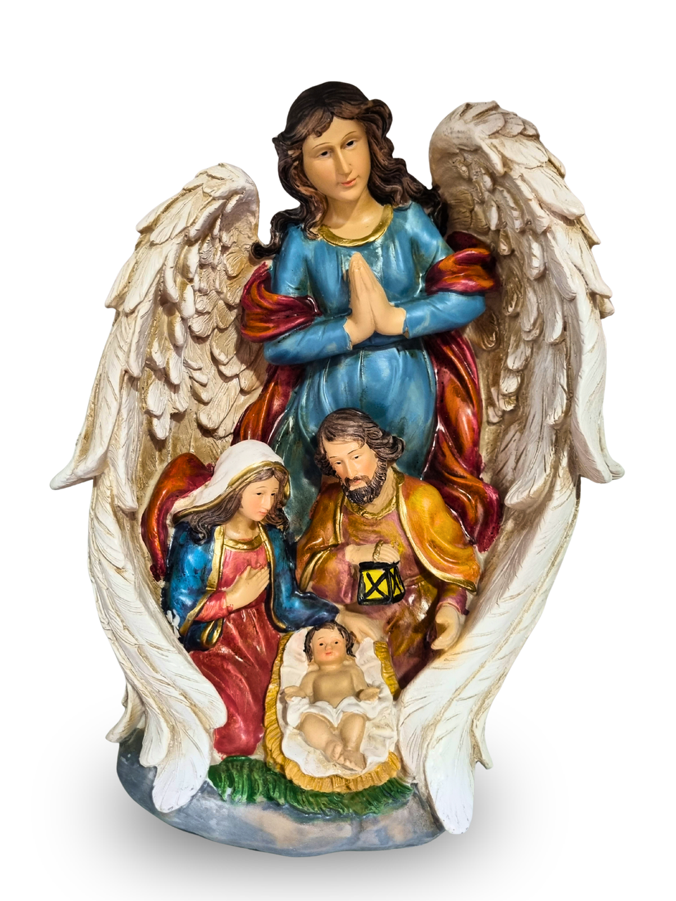 Sagrada Família com Anjo em Resina 28 cm