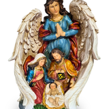 Sagrada Família com Anjo em Resina 28 cm