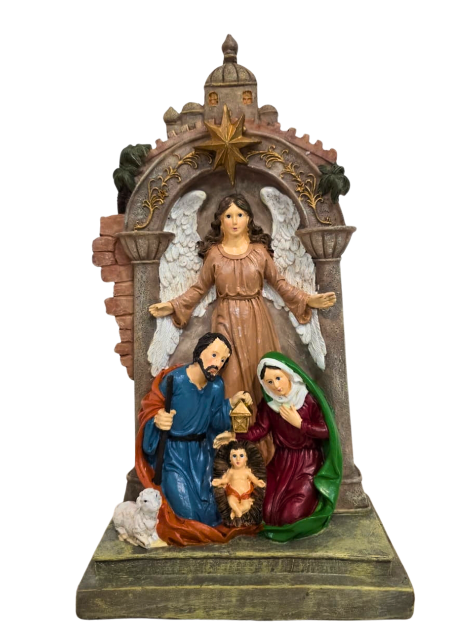 Sagrada Família com Anjo em Resina 31 x 18 cm