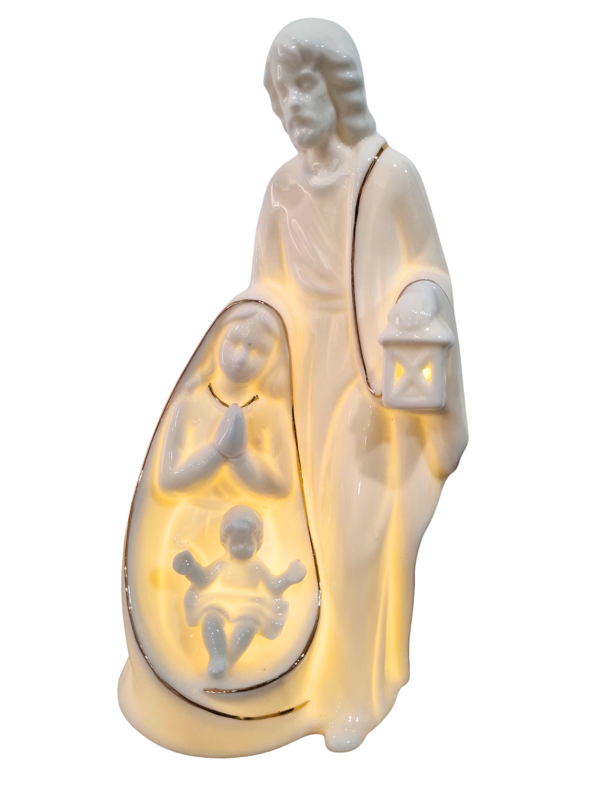 Sagrada Família em Porcelana com Led 25 x 13 cm