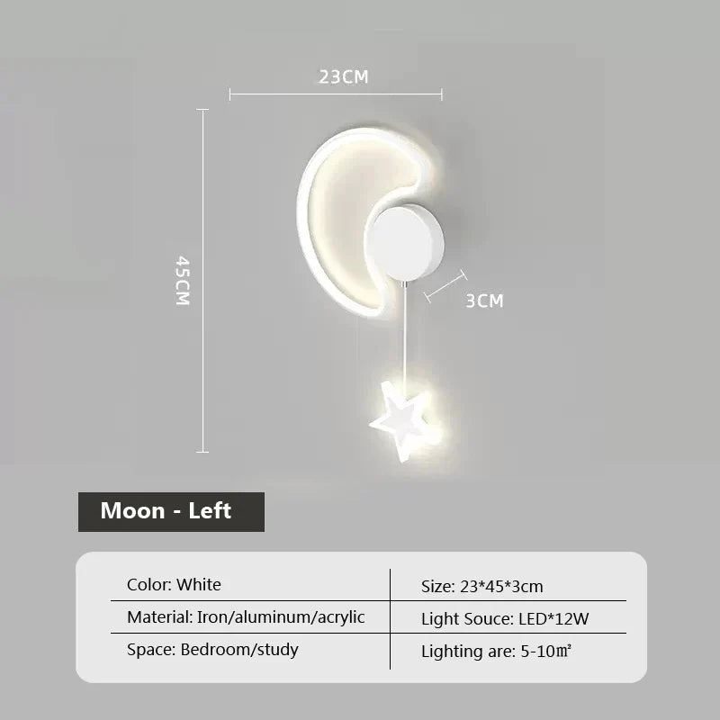 Luminária Infantil de Parede LED Cloud Star Moon