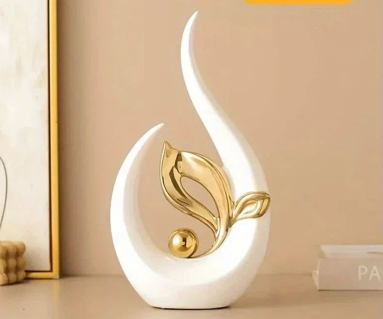 Escultura decorativa de Cerâmica Premuim - Coleção Folhas Serenas