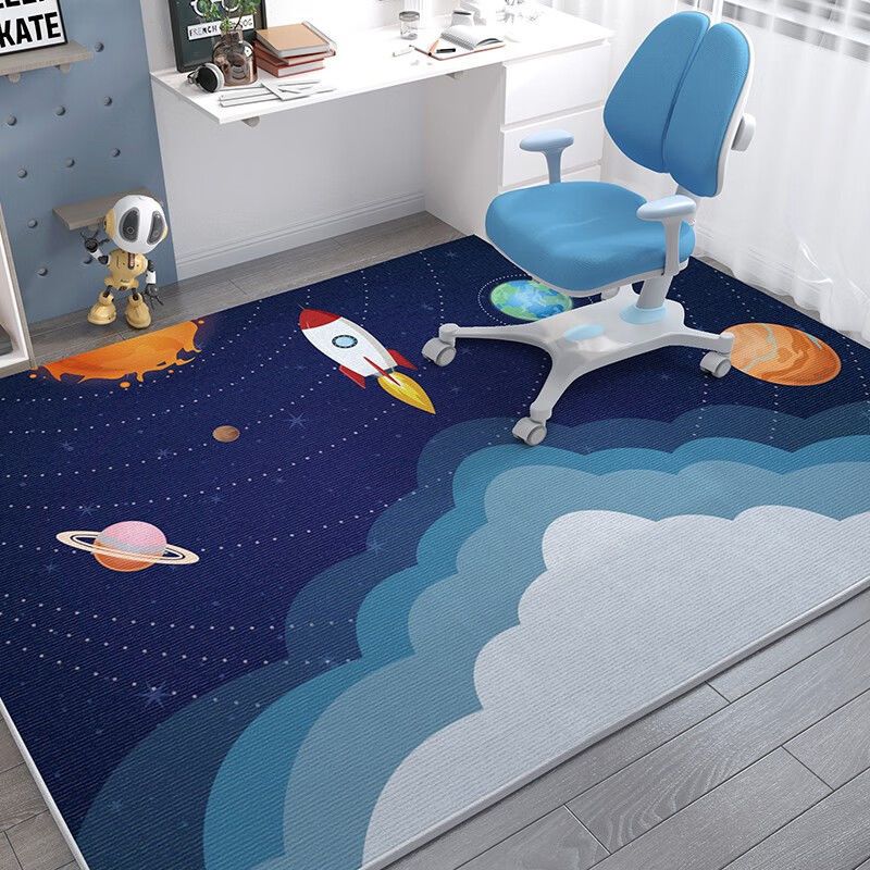 Tapete retangular infantil antiderrapante - Coleção Astronauta