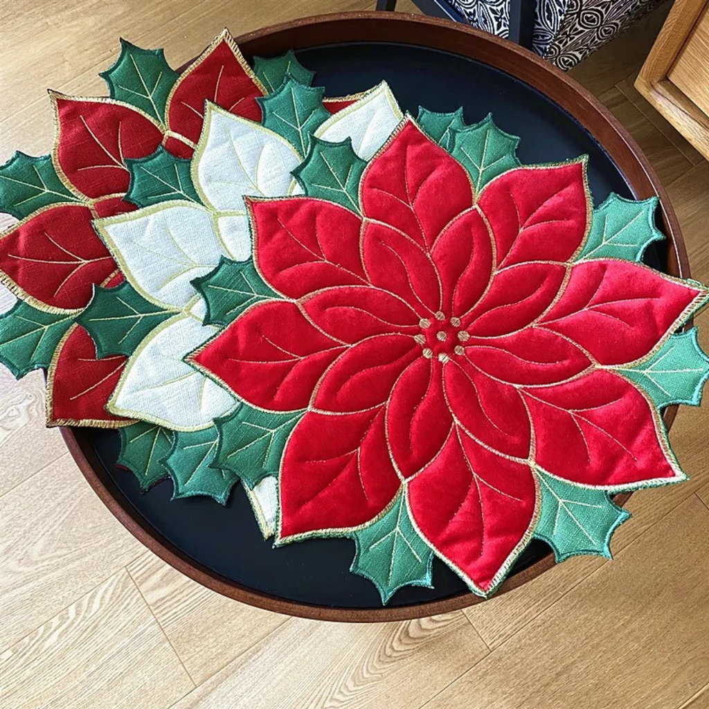 Sousplat Poinsétia Bordado para Natal