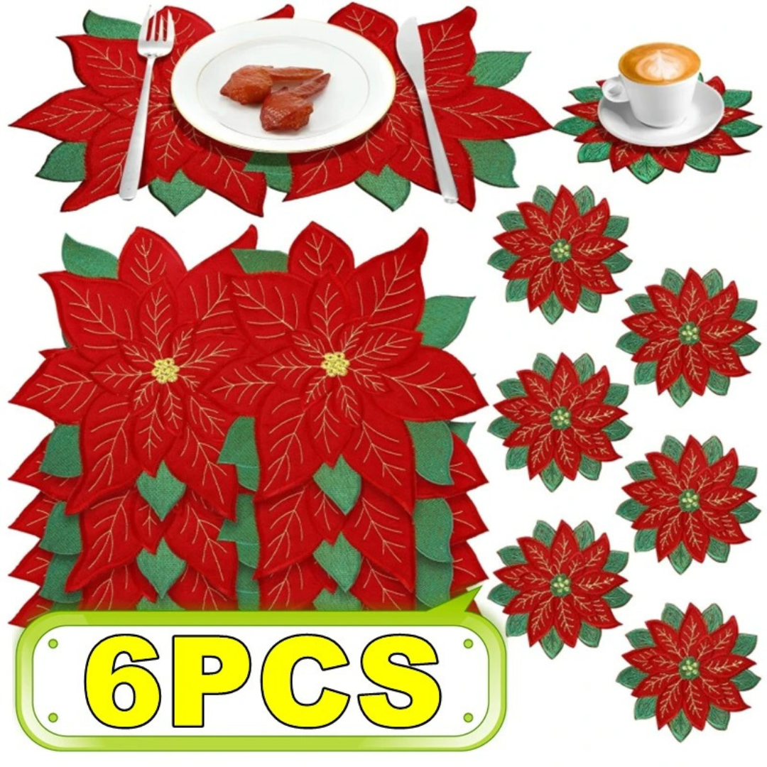 Sousplat Poinsétia Bordado para Natal