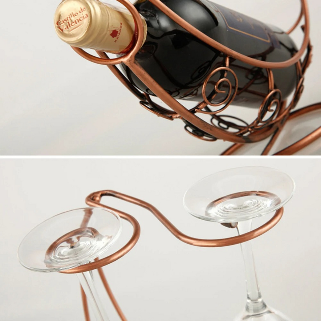 Suporte para Vinho e Taças em Metal