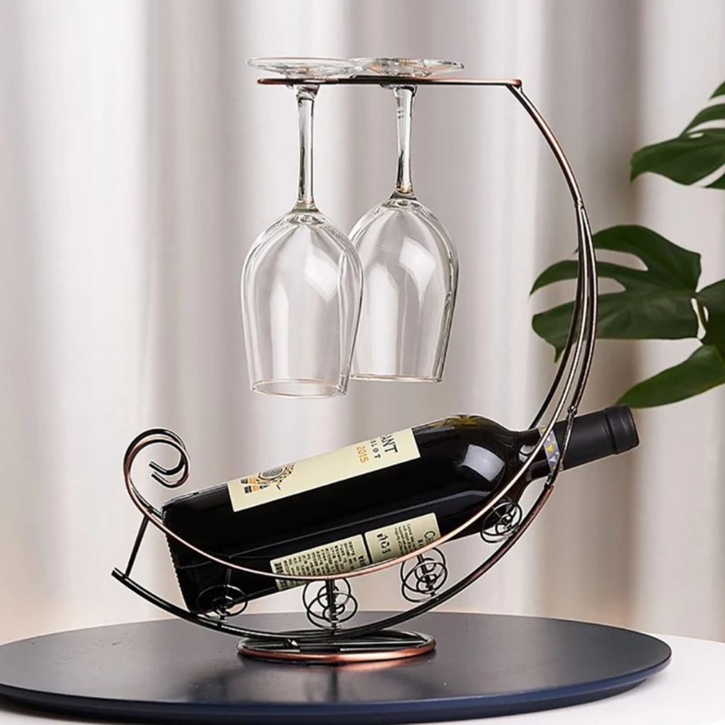 Suporte para Vinho e Taças em Metal