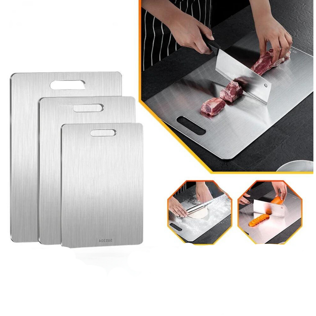 Tábua de Aço Inoxidável Durável e Prática na Cozinha